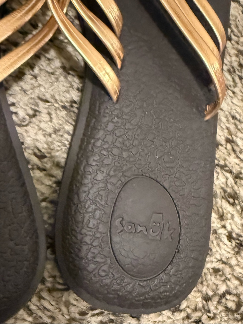 Sanuk Metallic Gold Woven Yoga Salty Slide On Sandals - Picture 3 of 5